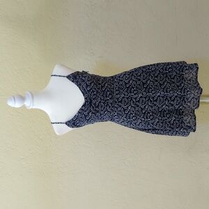 Miami Navy Floral Cotton Spaghetti Strap Fit & Flare Mini Dress Size XS